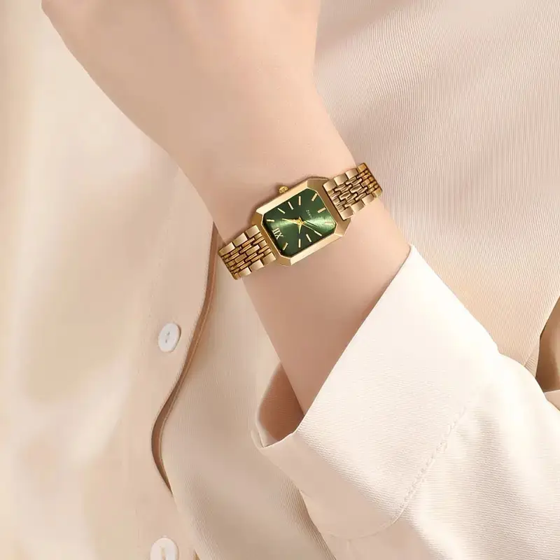 Gold Square Women's Quartz Watch with Green Dial — feature 9