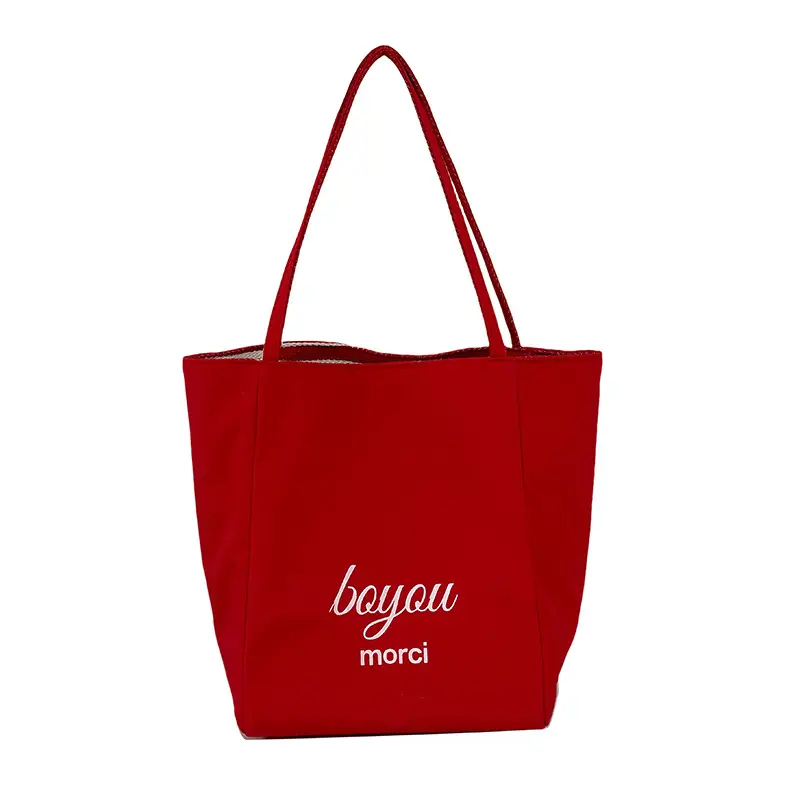 Striped Canvas Tote Bag Blue Red Large Capacity - Image 7