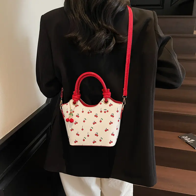 Cherry Print Crossbody Bag Red Handle 2025 - Image 7