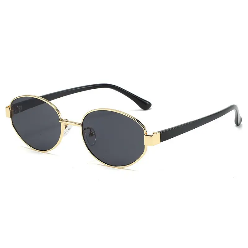 Fashionable Metal Oval Sunglasses for Women - Image 2