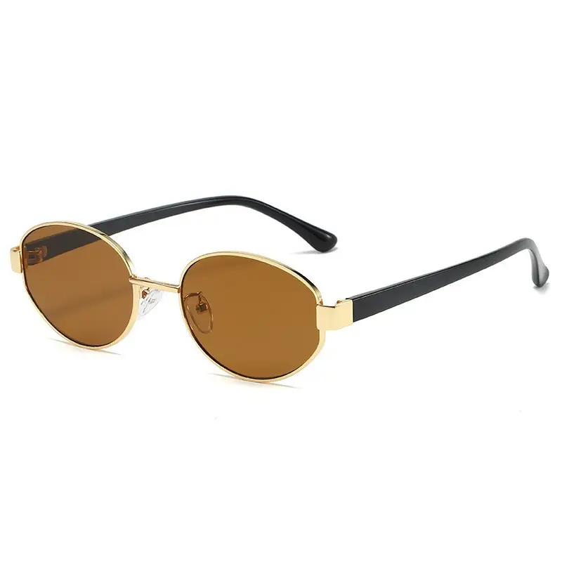 Fashionable Metal Oval Sunglasses for Women - Image 8