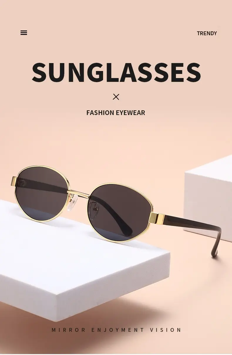 Fashionable Metal Oval Sunglasses for Women — feature 5