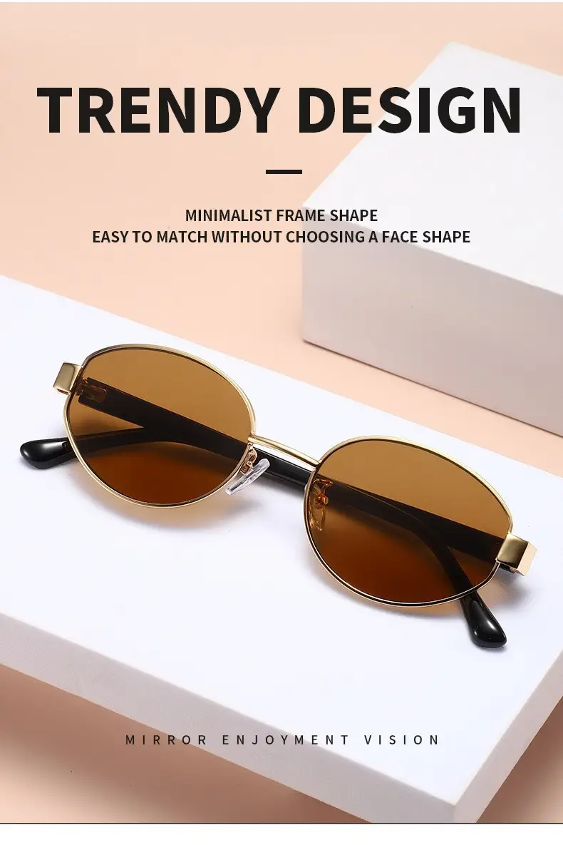 Fashionable Metal Oval Sunglasses for Women — feature 6