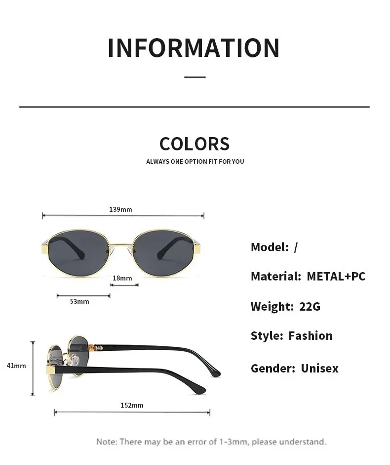 Fashionable Metal Oval Sunglasses for Women — feature 8