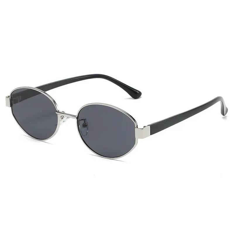 Fashionable Metal Oval Sunglasses for Women - Image 3