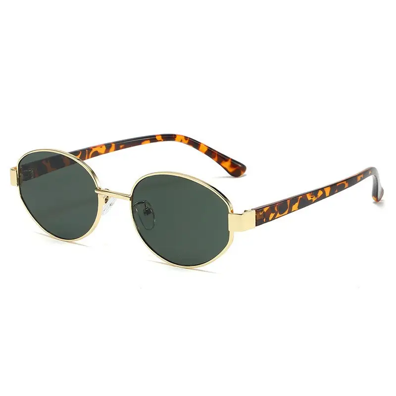 Fashionable Metal Oval Sunglasses for Women - Image 4
