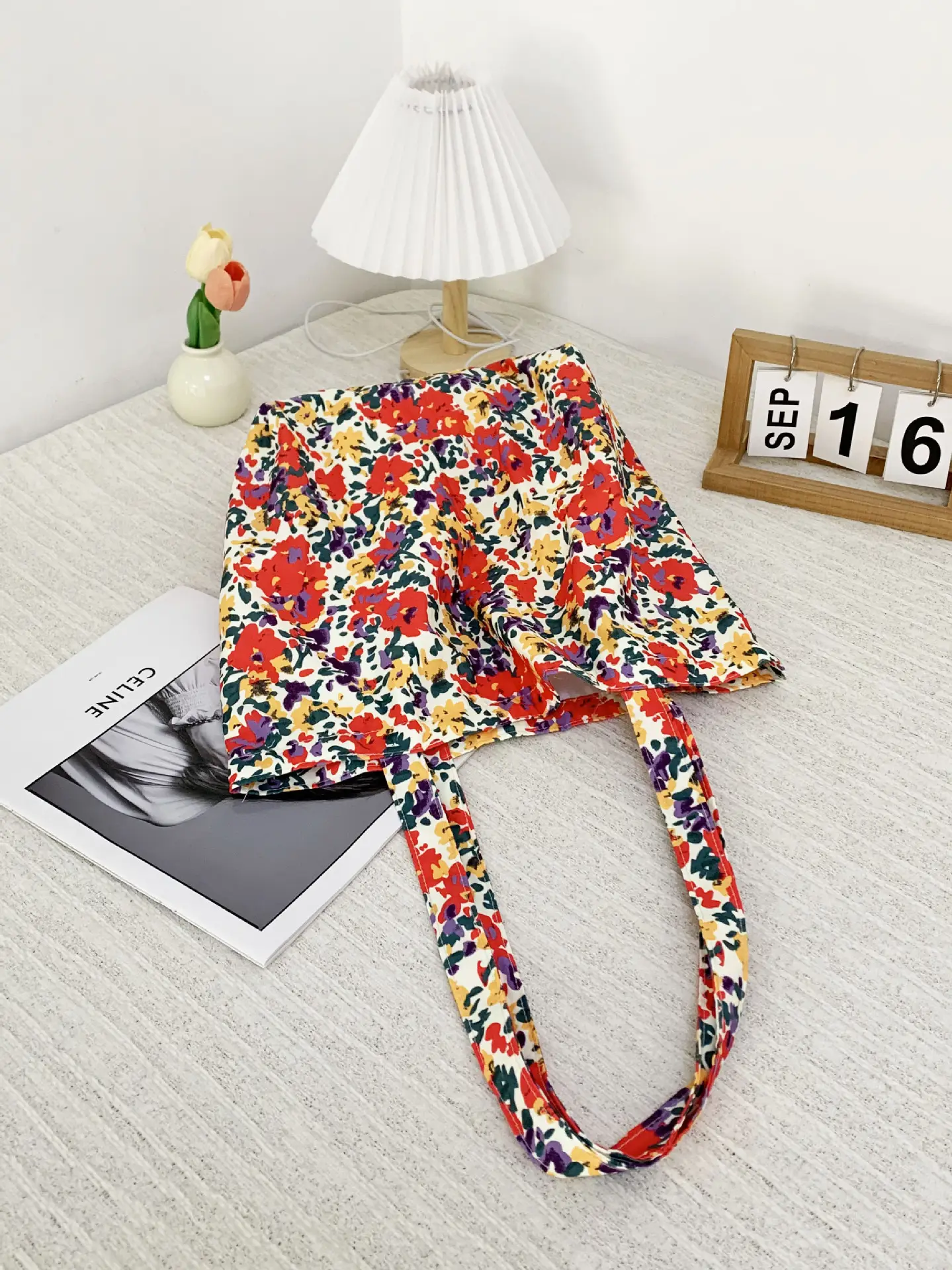 Retro Floral Canvas Bag for Women Travel Beach Shopping — feature 12