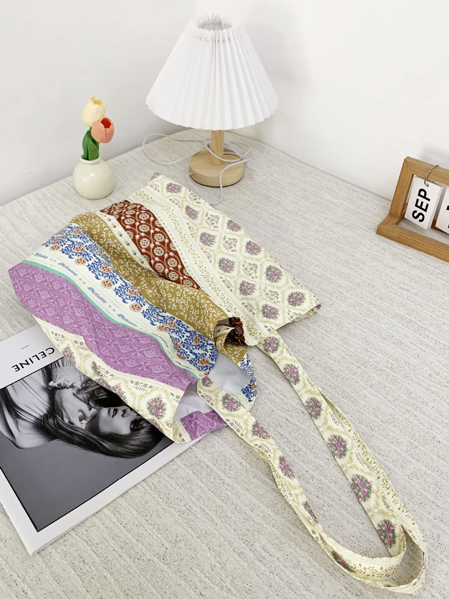 Retro Floral Canvas Bag for Women Travel Beach Shopping — feature 14
