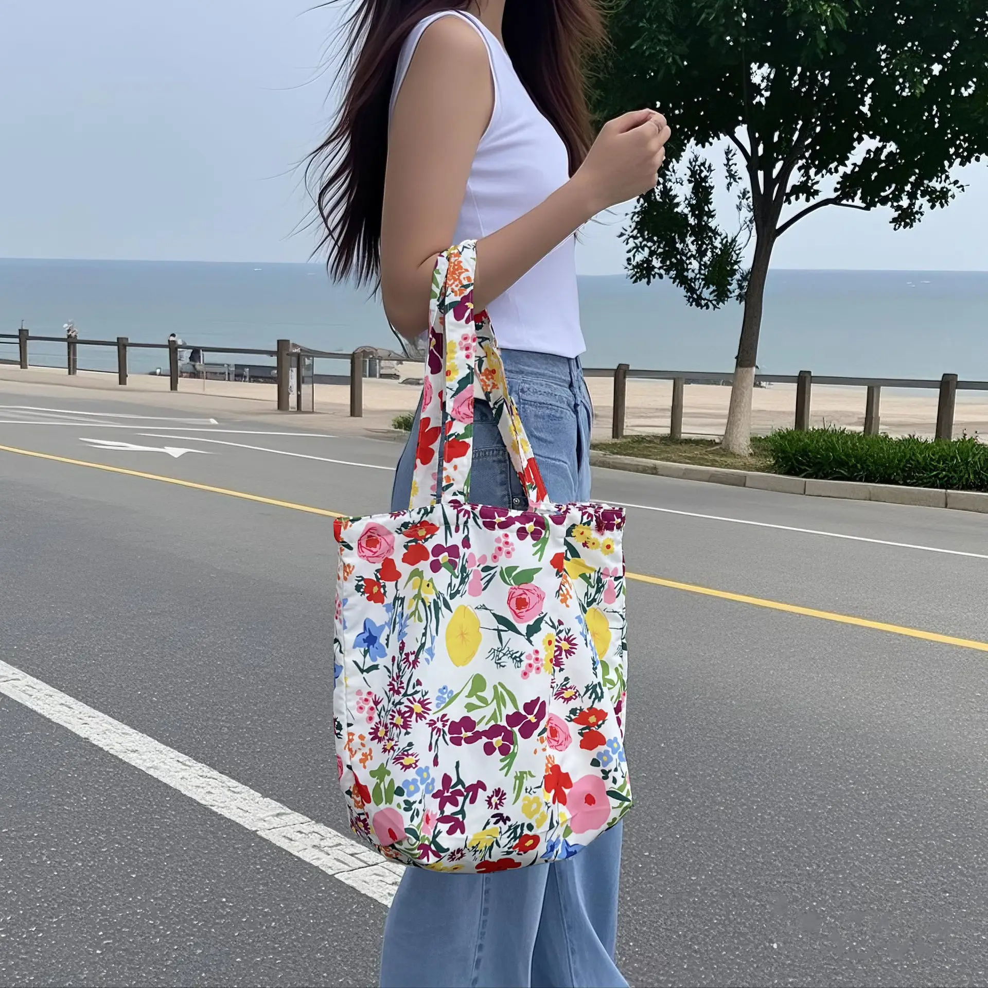 Retro Floral Canvas Bag for Women Travel Beach Shopping — feature 17