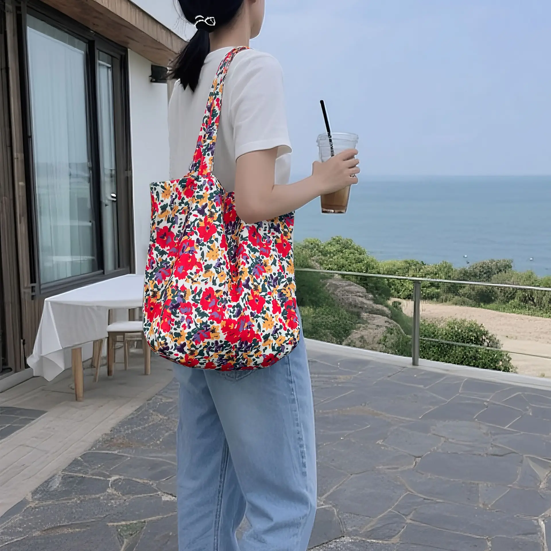 Retro Floral Canvas Bag for Women Travel Beach Shopping — feature 18