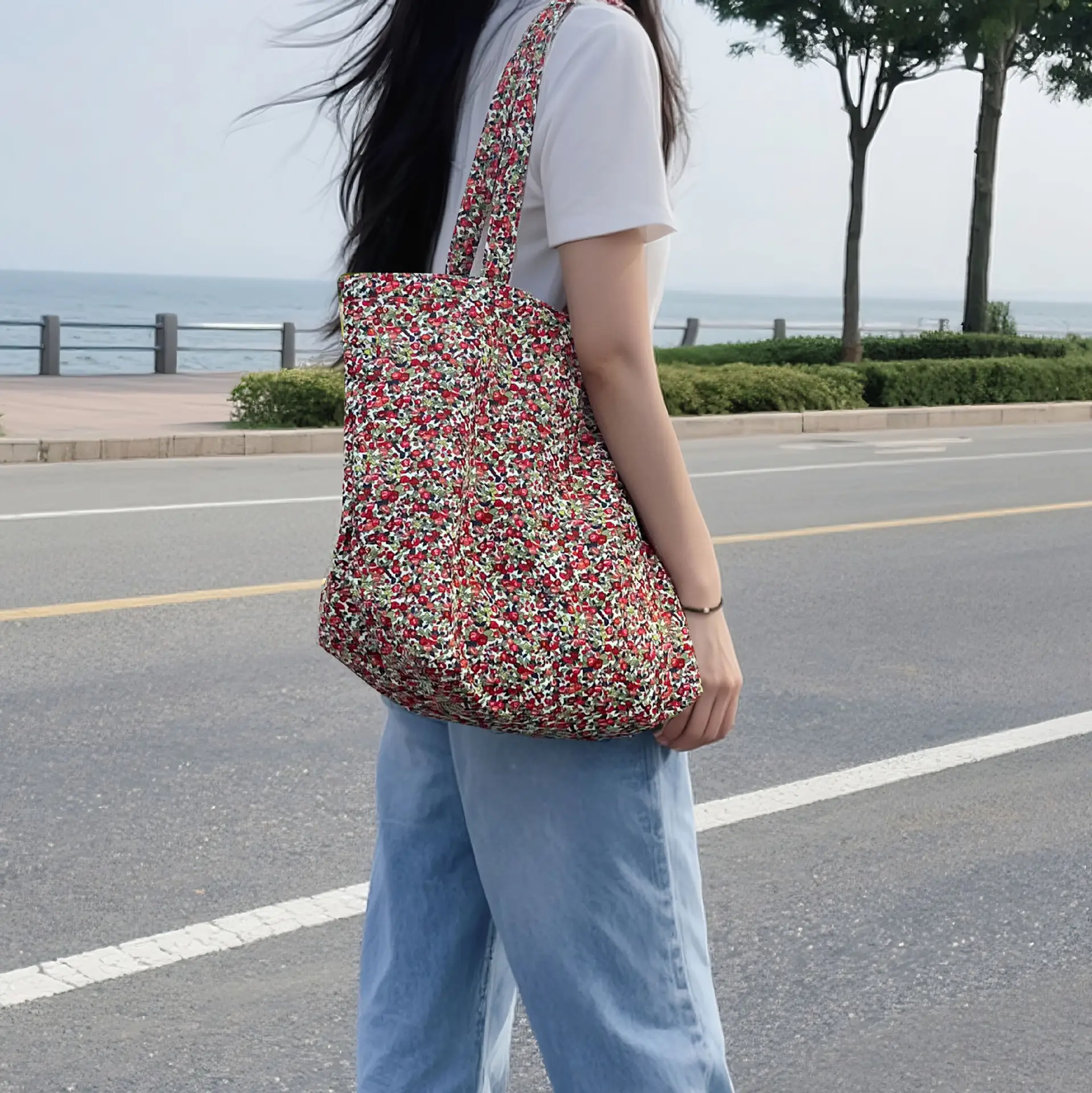 Retro Floral Canvas Bag for Women Travel Beach Shopping — feature 19