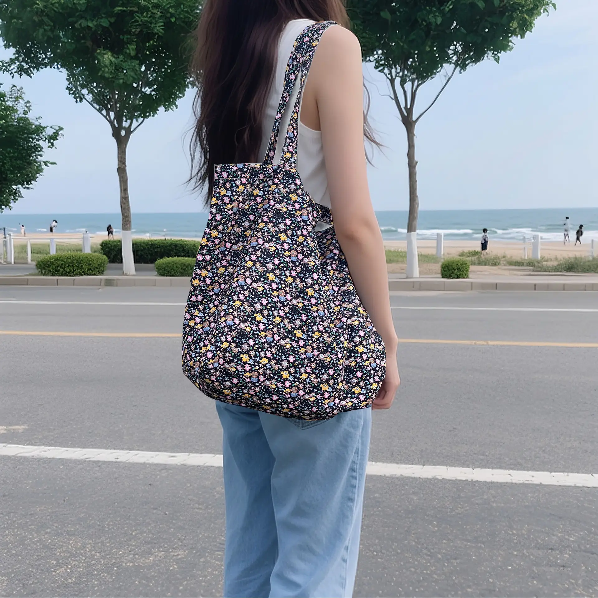 Retro Floral Canvas Bag for Women Travel Beach Shopping — feature 20