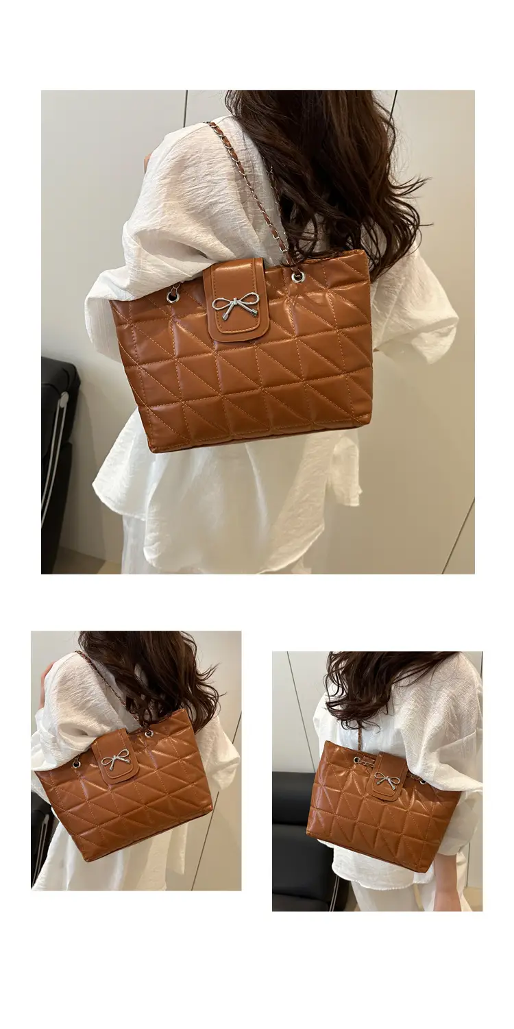 Red Rhombus Chain Shoulder Bag Large Capacity Tote — feature 11