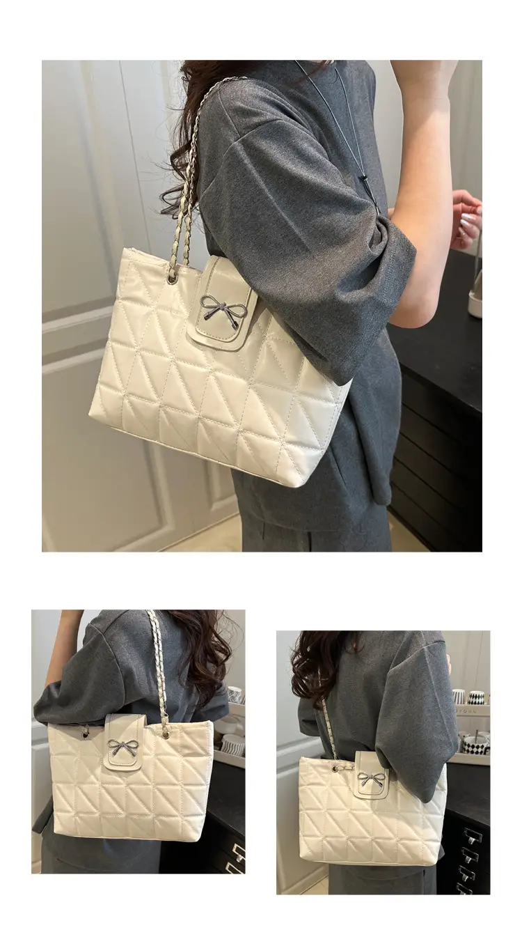 Red Rhombus Chain Shoulder Bag Large Capacity Tote — feature 13