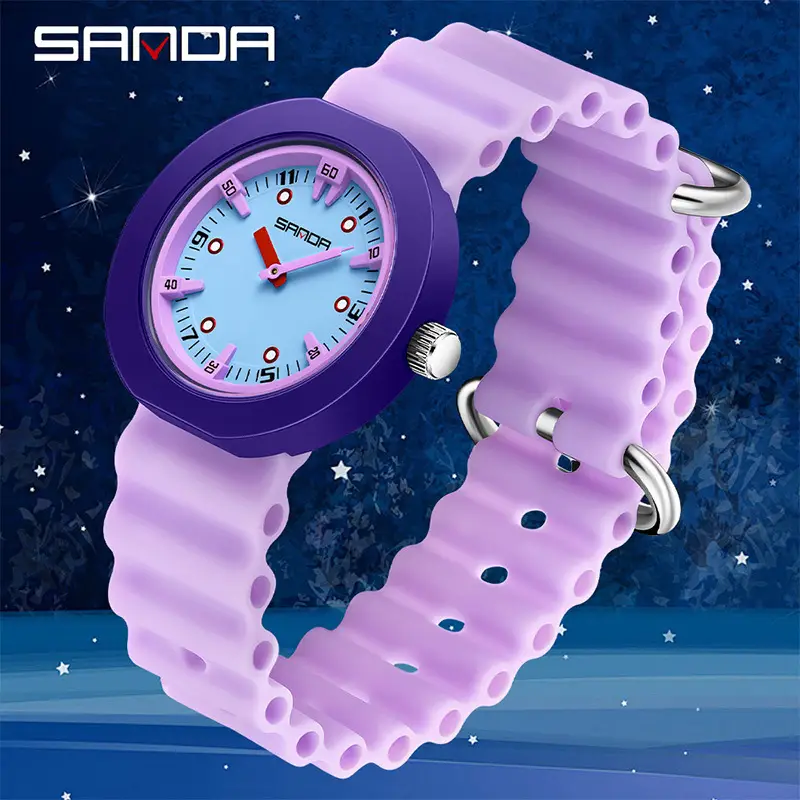 Sanda College Style Silicone Strap Watches for Men Women