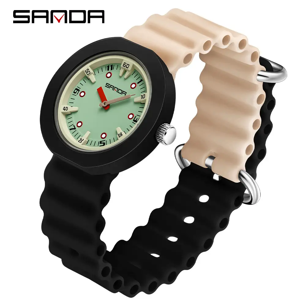 Sanda College Style Silicone Strap Watches for Men Women