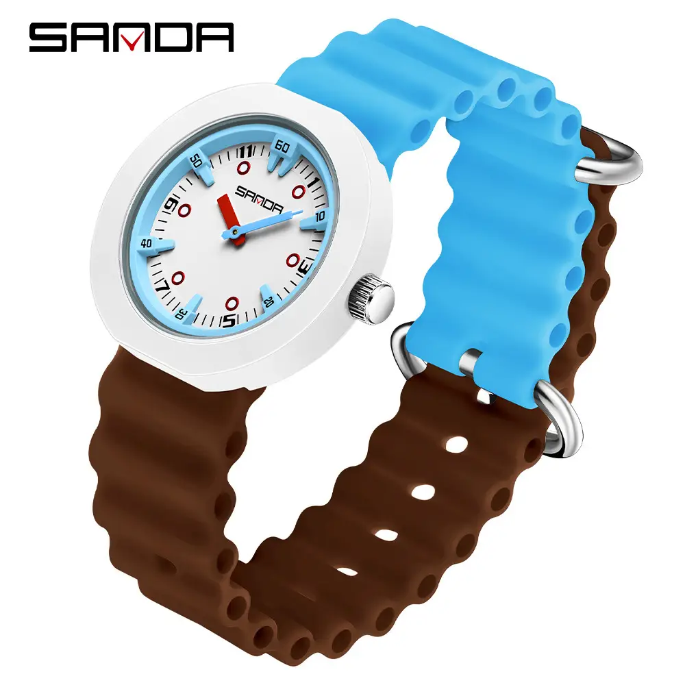 Sanda College Style Silicone Strap Watches for Men Women
