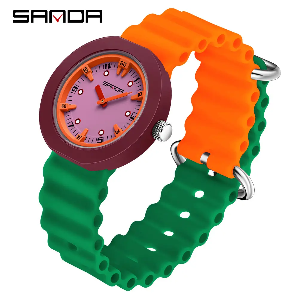 Sanda College Style Silicone Strap Watches for Men Women