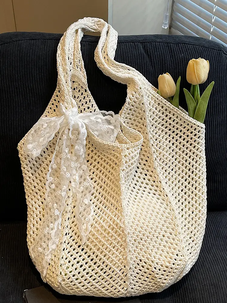 Knitted Woven Beach Bag Large Capacity Summer Seaside - Image 8