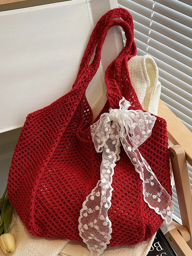 Knitted Woven Beach Bag Large Capacity Summer Seaside - Image 9