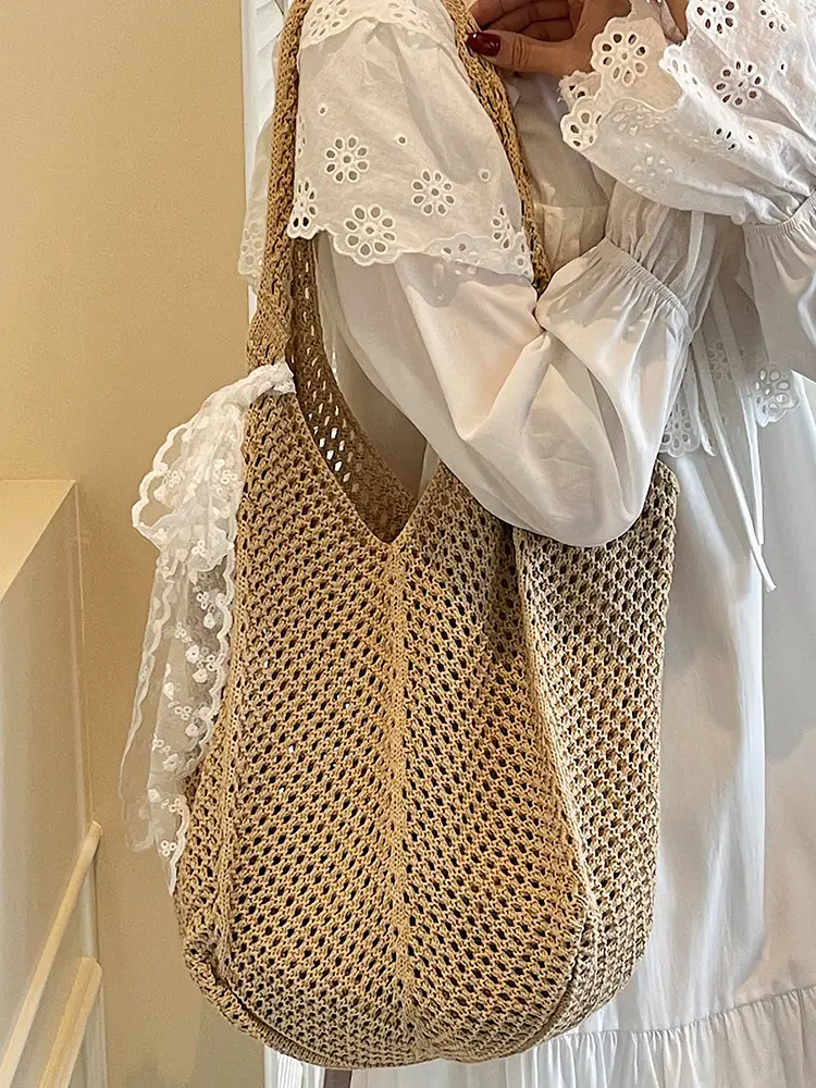 Knitted Woven Beach Bag Large Capacity Summer Seaside - Image 10