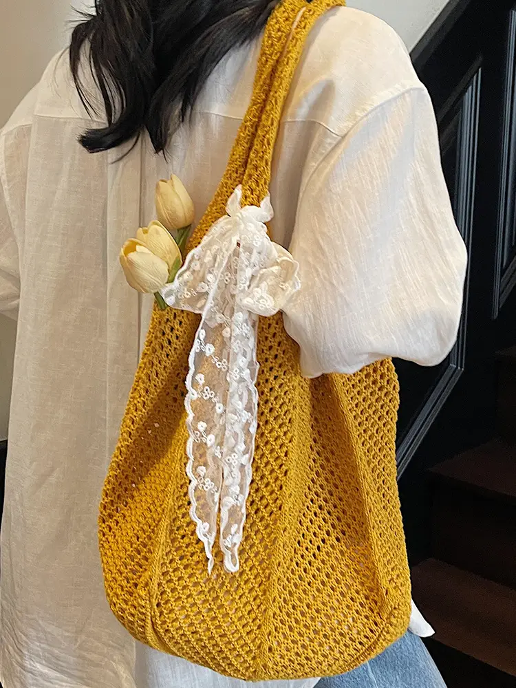 Knitted Woven Beach Bag Large Capacity Summer Seaside - Image 11