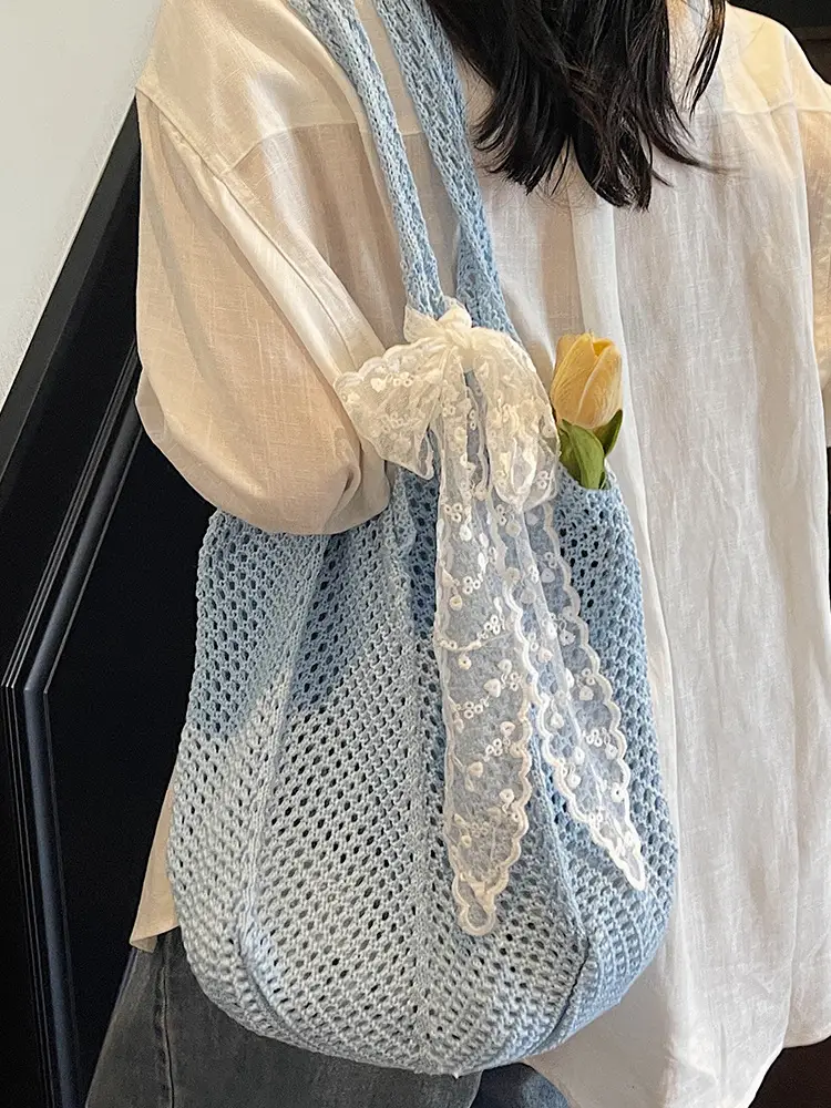 Knitted Woven Beach Bag Large Capacity Summer Seaside - Image 12