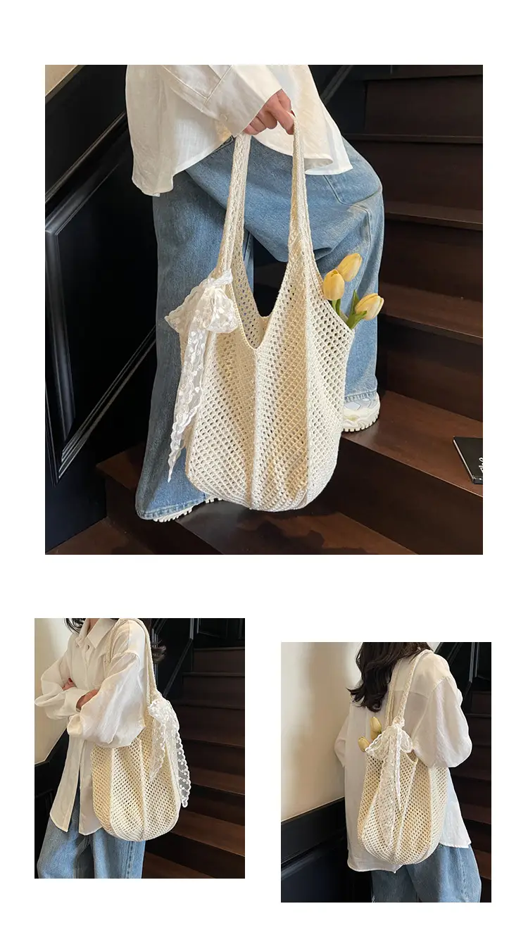 Knitted Woven Beach Bag Large Capacity Summer Seaside — feature 10