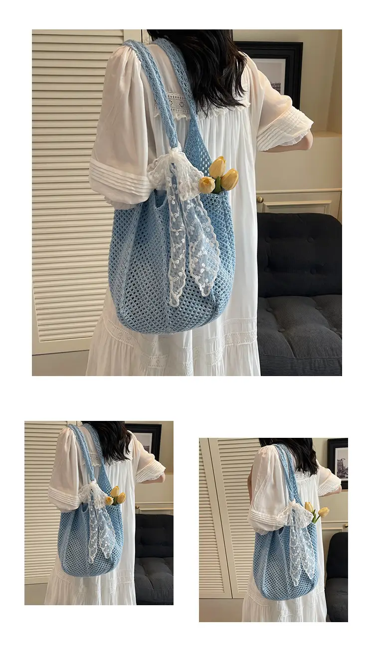 Knitted Woven Beach Bag Large Capacity Summer Seaside — feature 12