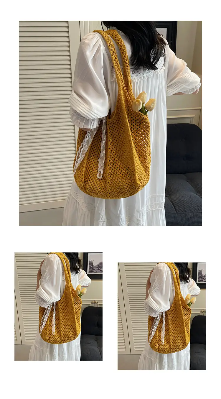 Knitted Woven Beach Bag Large Capacity Summer Seaside — feature 13