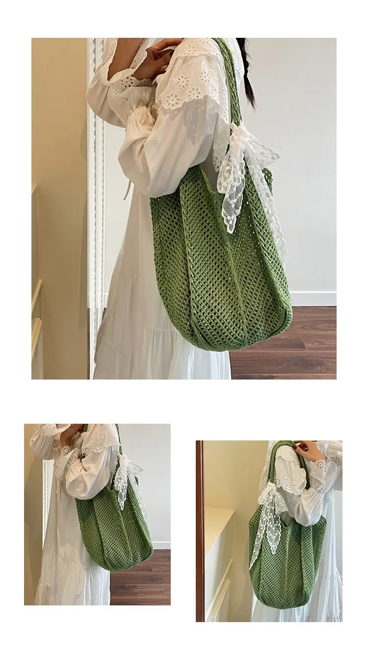 Knitted Woven Beach Bag Large Capacity Summer Seaside — feature 14