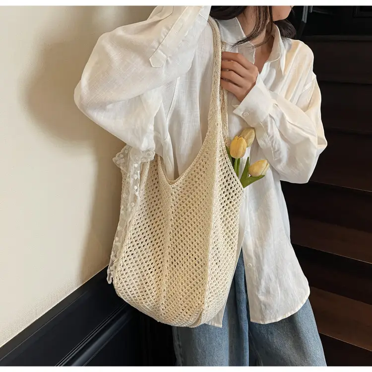 Knitted Woven Beach Bag Large Capacity Summer Seaside — feature 18