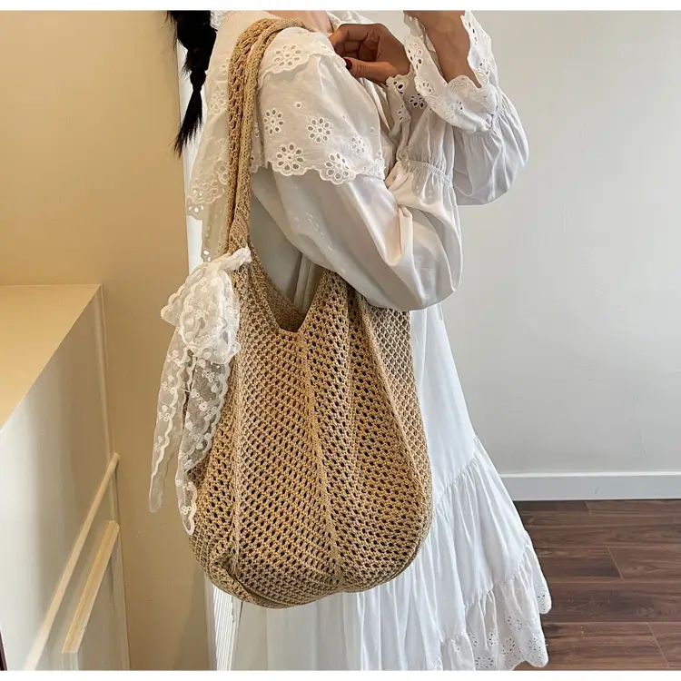 Knitted Woven Beach Bag Large Capacity Summer Seaside — feature 21