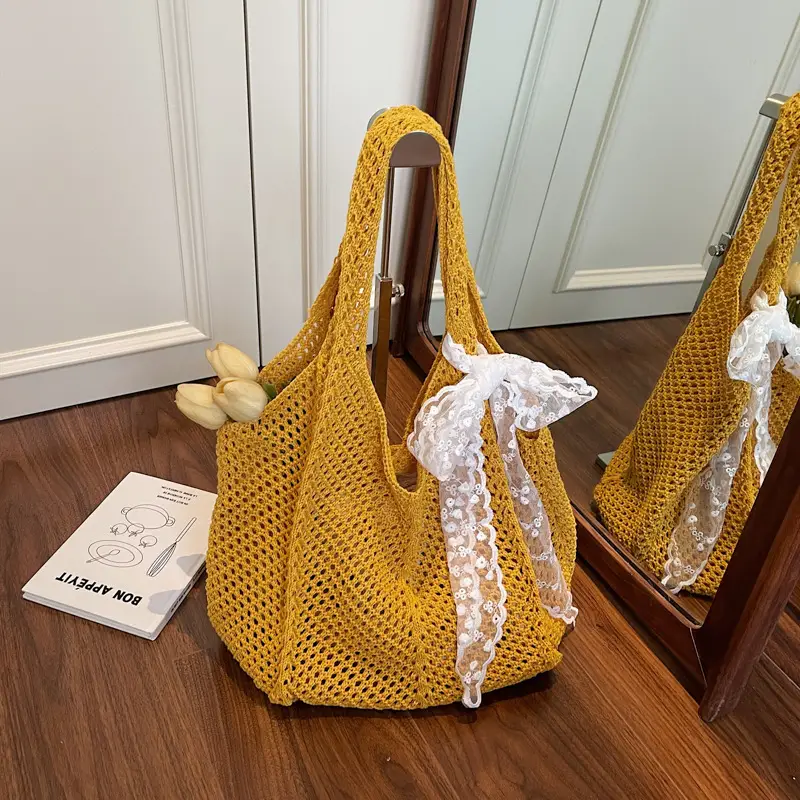 Knitted Woven Beach Bag Large Capacity Summer Seaside — feature 35