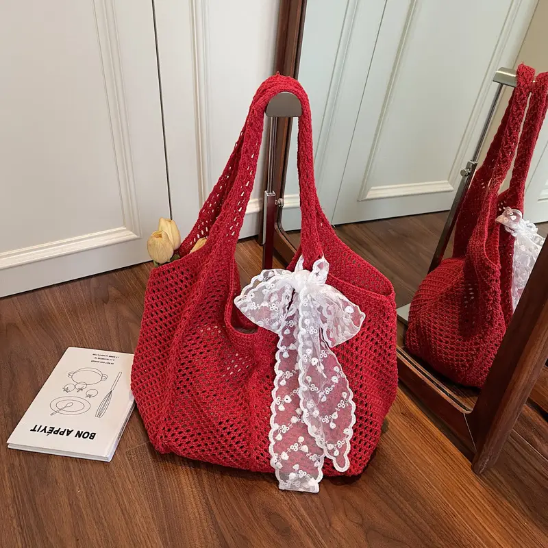 Knitted Woven Beach Bag Large Capacity Summer Seaside - Image 4
