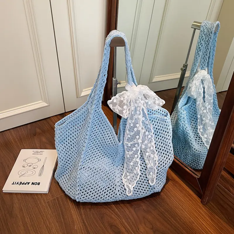 Knitted Woven Beach Bag Large Capacity Summer Seaside - Image 6