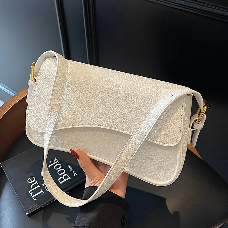 Women's Textured Lychee Shoulder Bag Cream 2026