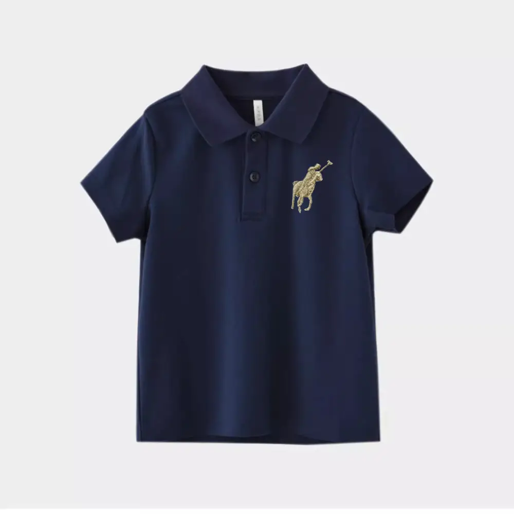 Boys Polo Shirt Navy Blue Medium Large Summer Breathable — feature 6