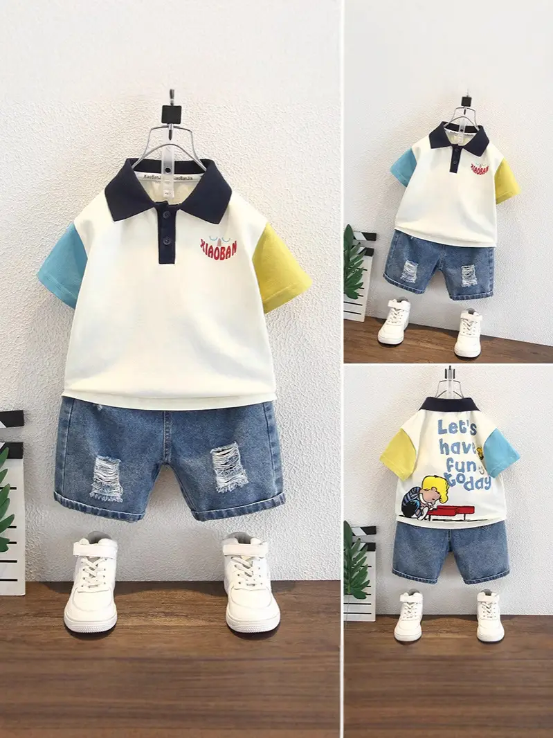 8244 Boys Korean Style Lapel Polo Shirt Top Boys Summer Clothes Thin Trendy Style - Image 3