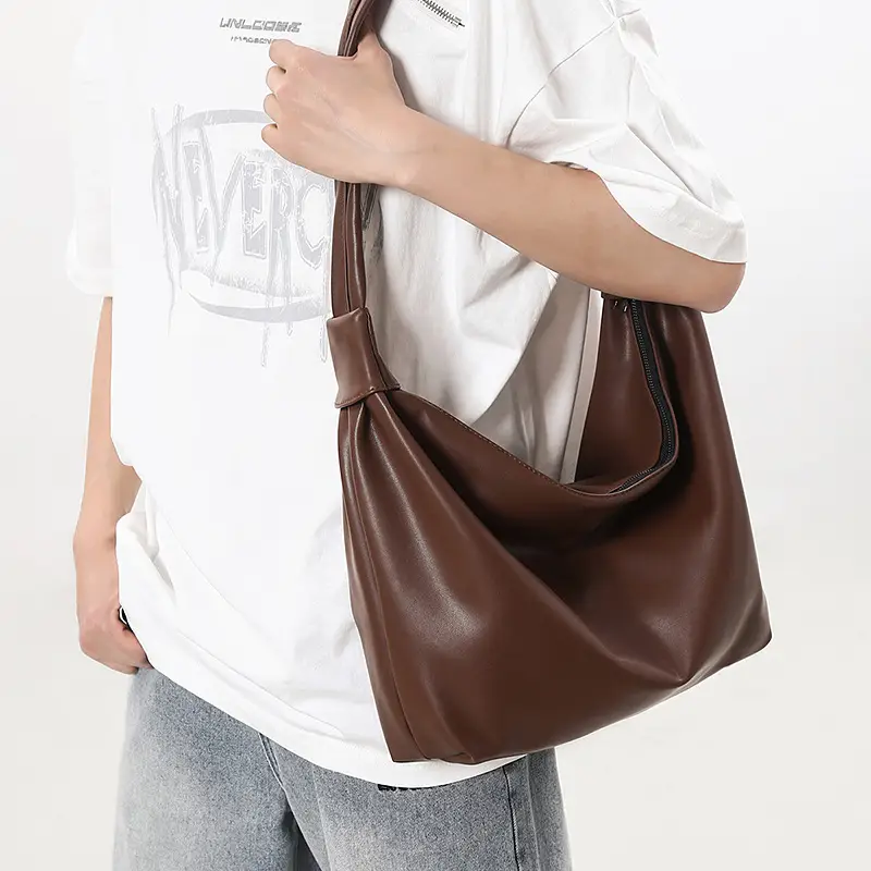 Women's Large Capacity Casual Tote Bag Brown Black - Image 6