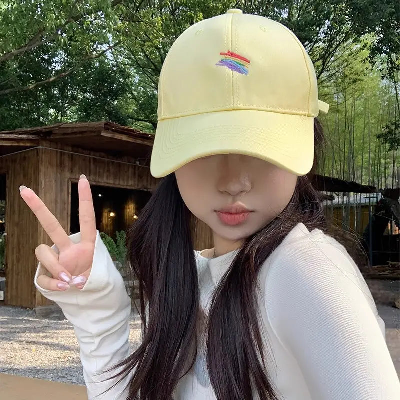 Pink Rainbow Embroidered Baseball Cap for Women