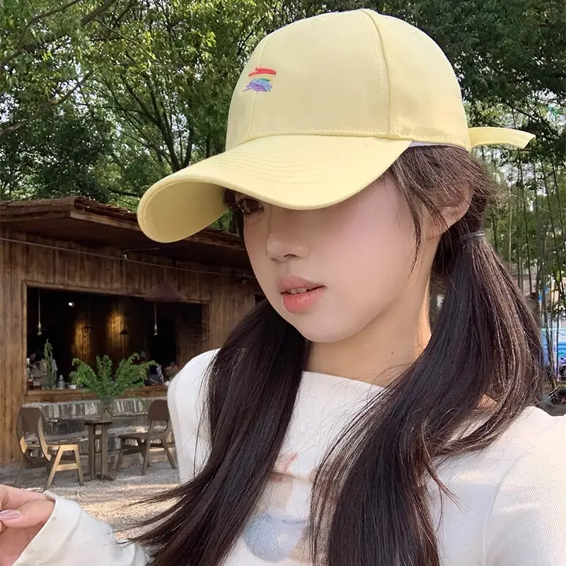Pink Rainbow Embroidered Baseball Cap for Women
