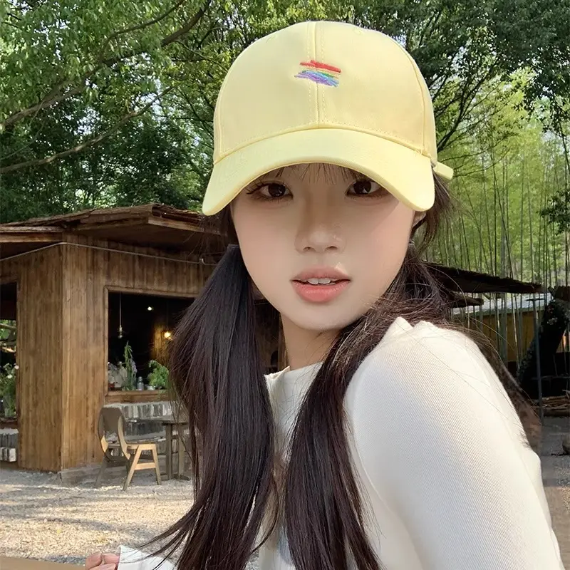 Pink Rainbow Embroidered Baseball Cap for Women