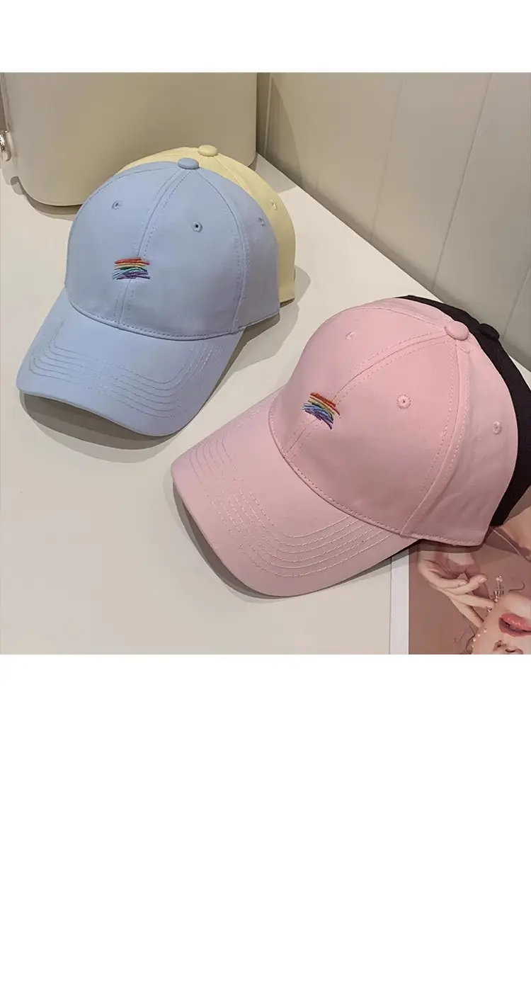 Pink Rainbow Embroidered Baseball Cap for Women — feature 11