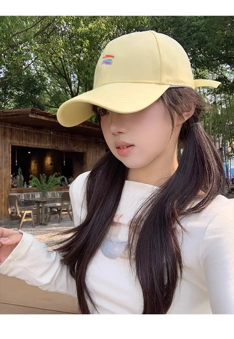 Pink Rainbow Embroidered Baseball Cap for Women — feature 8