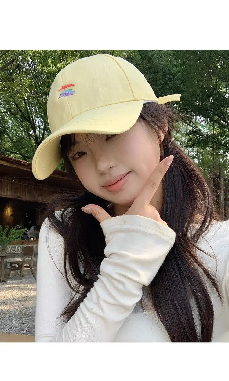 Pink Rainbow Embroidered Baseball Cap for Women — feature 9