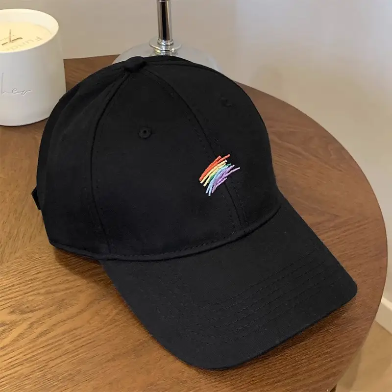 Pink Rainbow Embroidered Baseball Cap for Women