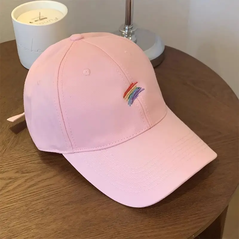 Pink Rainbow Embroidered Baseball Cap for Women