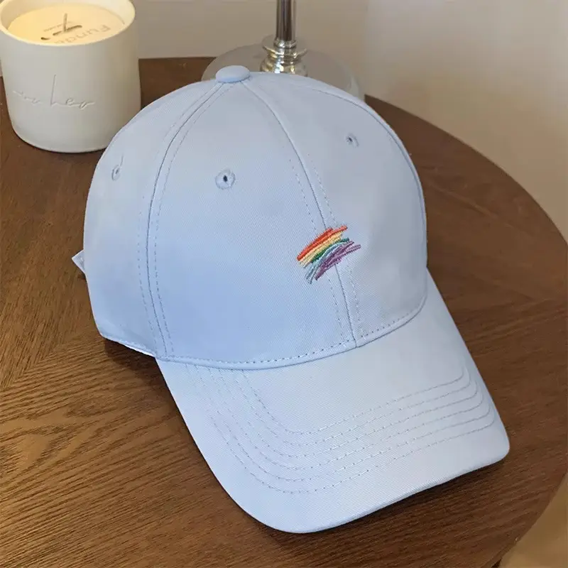Pink Rainbow Embroidered Baseball Cap for Women