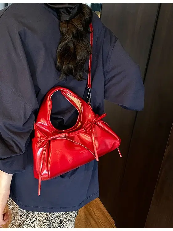 Women's Beige Bow Crossbody Tote Bag 2025 - Image 7
